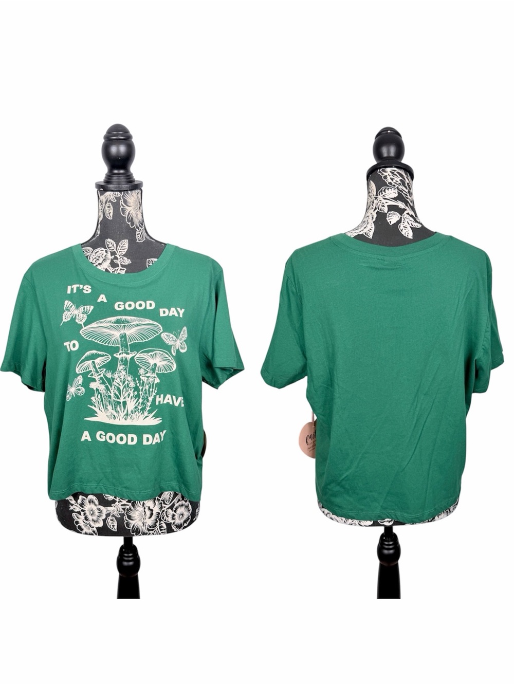 NWT Self Esteem green it's a good day to have a good day mushroom top size XL